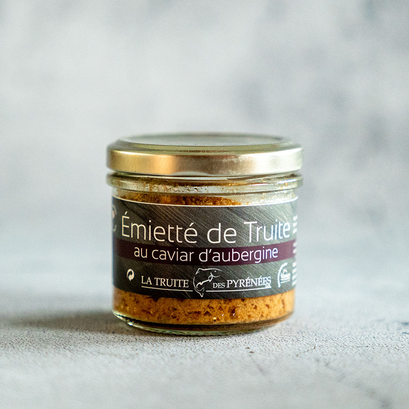 Emiettés de Truite au caviar d'aubergine